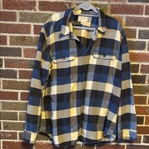 Filson Blue and Beige Heavy Flannel Plaid Shirt